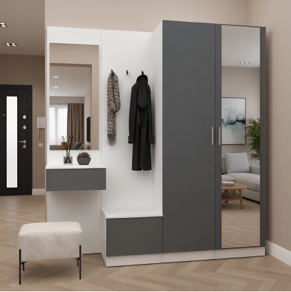 Набор мебели для прихожей "Марсель-108" МР 01-108 В2160 Ш2000 Г420 (ЛДСП Графит серый)